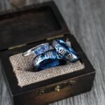 Ride or Die Rings, Blue Wedding Bands, Couple Ring Set, Matching Couple Rings - Image 3