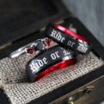 Ride or Die Rings, Black Wedding Bands, Couple Ring Set, Matching Couple Rings