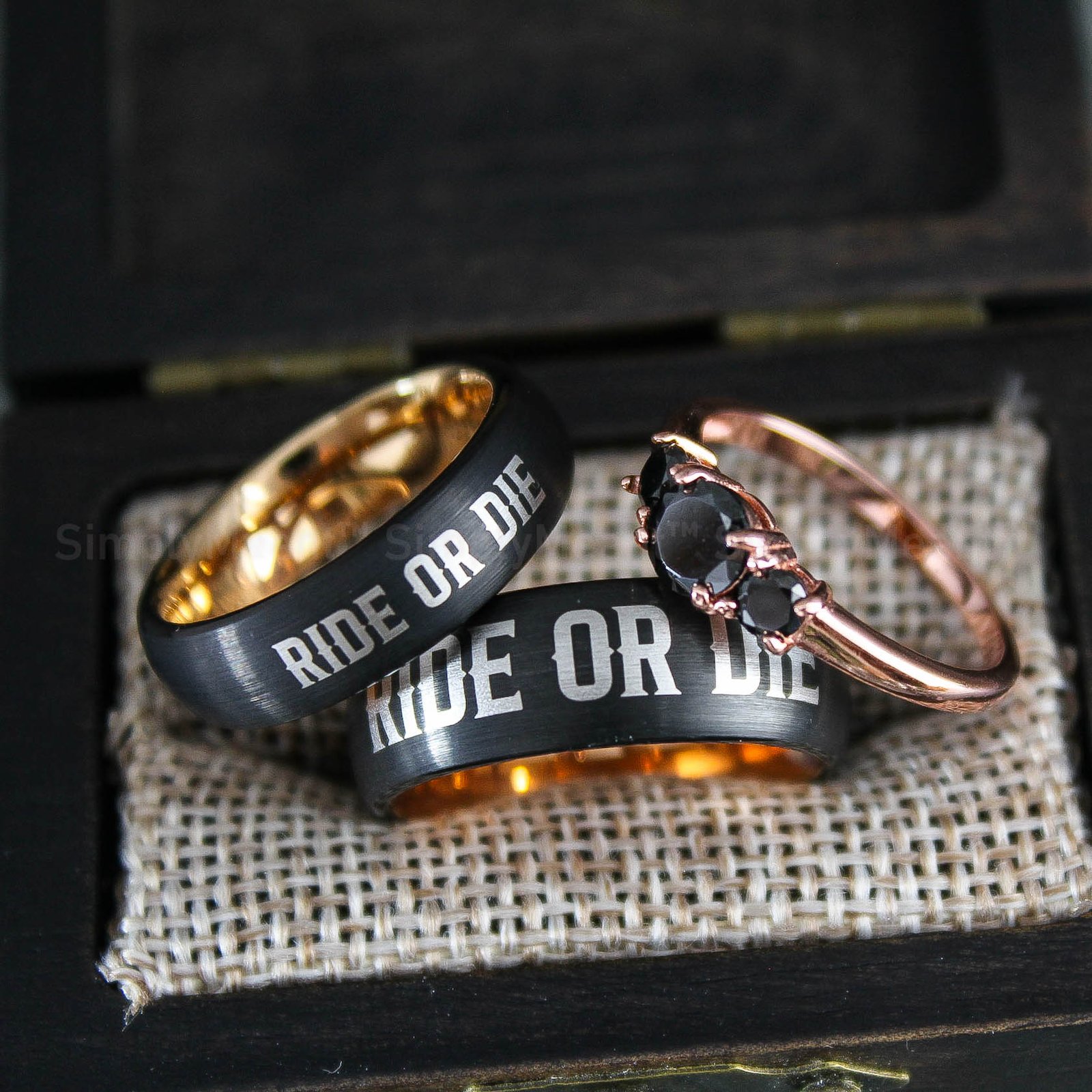 IMG_1741 Ride or Die Rings, Ride or Die, Ride or Die Wedding Rings, Ride or Die Wedding Bands, Black Wedding Rings, Black Wedding Bands, Biker Rings - Image 1