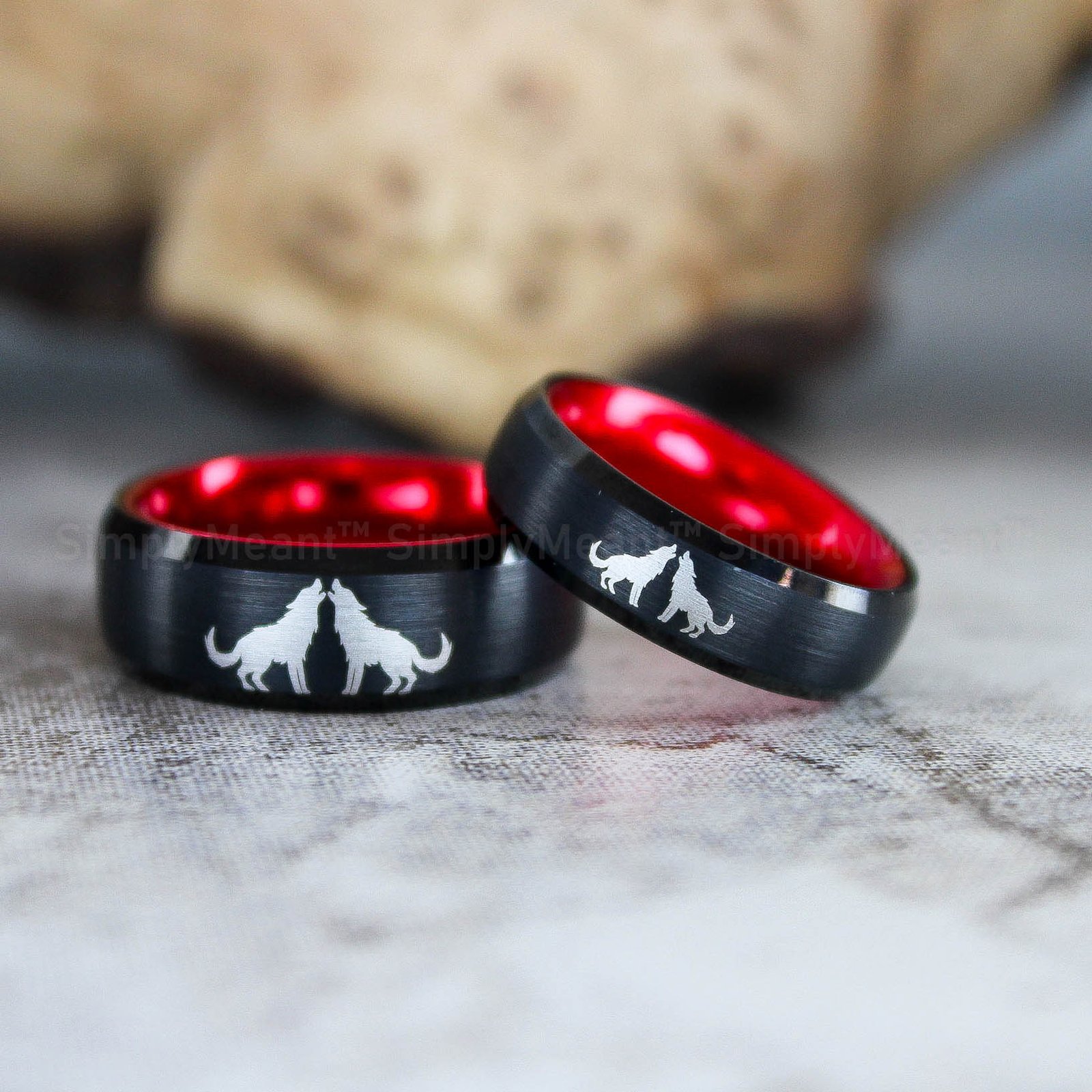 IMG_2658 Wolves Rings, Howling Wolves Wedding Bands, Wolf Jewelry - Image 1