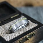 Meteorite Rings, Meteorite Wedding Bands, Silver Tungsten Bands with Meteorite Inlay - Image 5