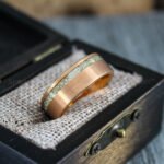 Meteorite Rings, Meteorite Wedding Bands, Rose Gold Tungsten Bands with Meteorite Inlay - Image 5