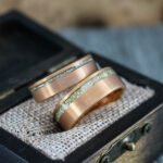 Meteorite Rings, Meteorite Wedding Bands, Rose Gold Tungsten Bands with Meteorite Inlay - Image 4