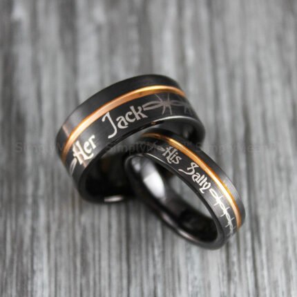 Her Jack His Sally Rings, Simply Meant To Be Wedding Bands, Black Wedding Bands