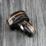 Her Jack His Sally Rings, Simply Meant To Be Wedding Bands, Black Wedding Bands - Image 5