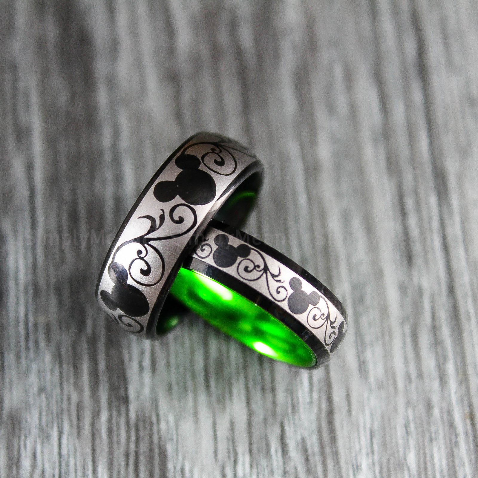 IMG_1710 Mickey Mouse Rings, Mickey Mouse Wedding Bands, Matching Couple Rings - Image 1