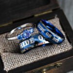 Ride or Die Rings, Blue Wedding Bands, Couple Ring Set, Matching Couple Rings