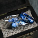 Wolves Rings, Howling Wolves Wedding Bands, Wolf Jewelry, Blue Wedding Bands