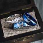 Wolves Rings, Howling Wolves Wedding Bands, Wolf Jewelry, Blue Wedding Bands