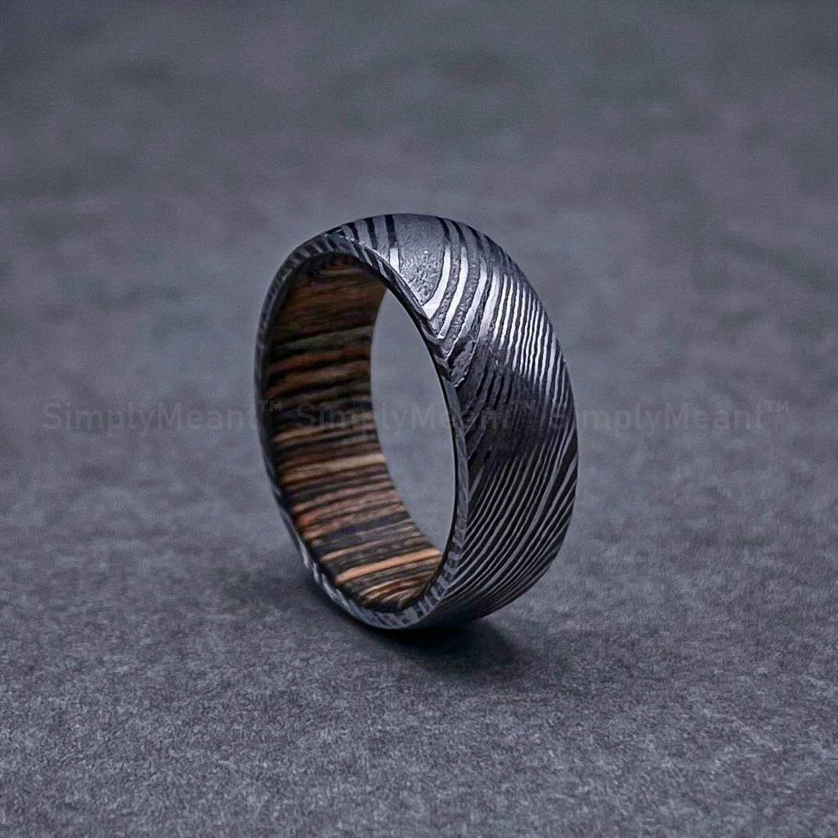 8597e55a79128a1f7afd3b0fb72ed61b Damascus Steel Ring, Damascus Steel Wedding Band, Damascus Steel Wedding Ring - Image 1