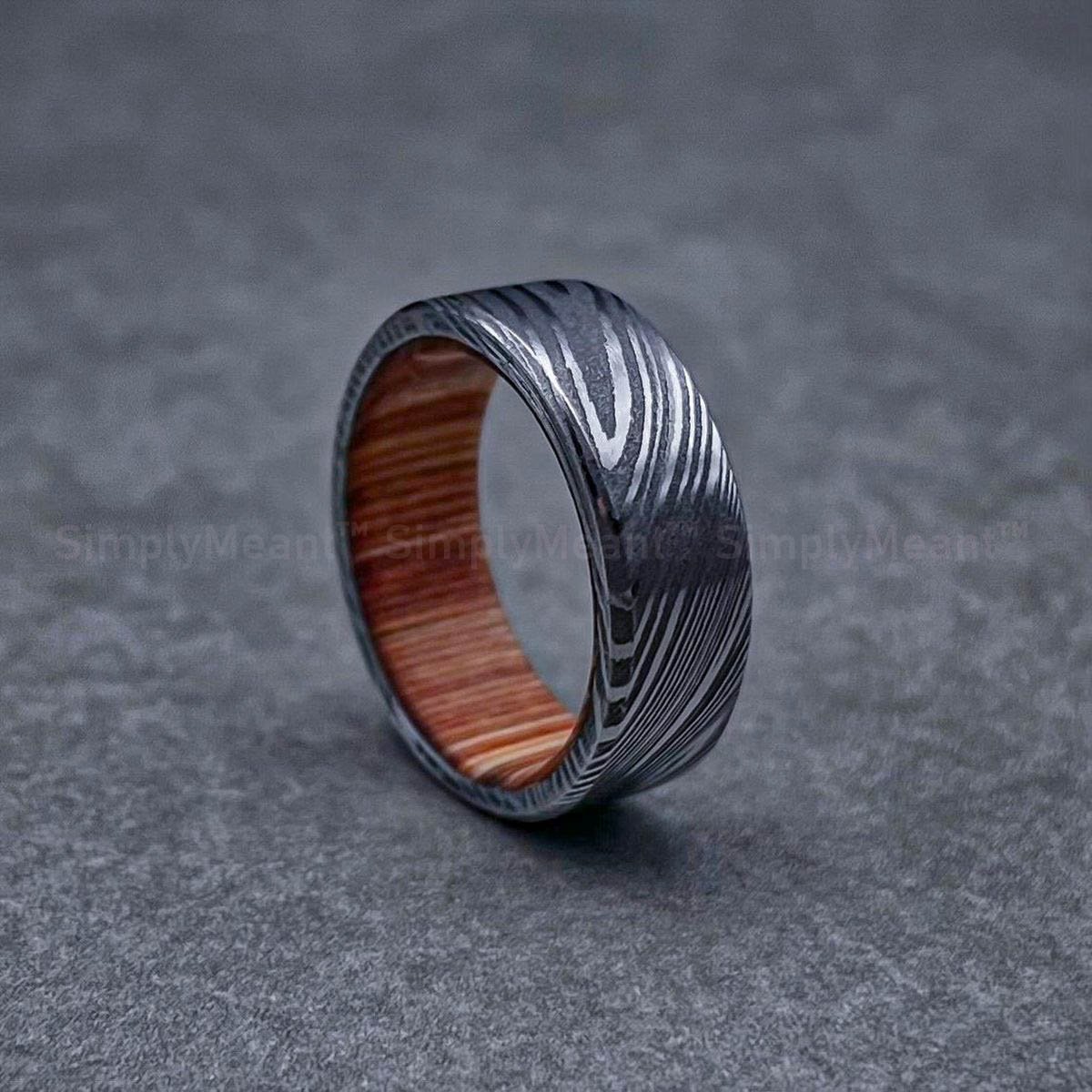 86ab9b7413028b1b25decf63d830054c Damascus Steel Ring, Damascus Steel Wedding Band, Damascus Steel Wedding Ring - Image 1