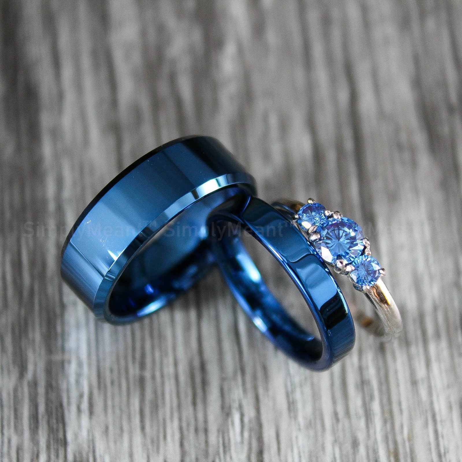 IMG_1847 Blue Wedding Rings, Couple Wedding Bands, Couple Ring Set, Blue Wedding Bands - Image 1