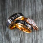Til Death Rings, Black Wedding Bands, Couple Ring Set, Matching Couple Rings
