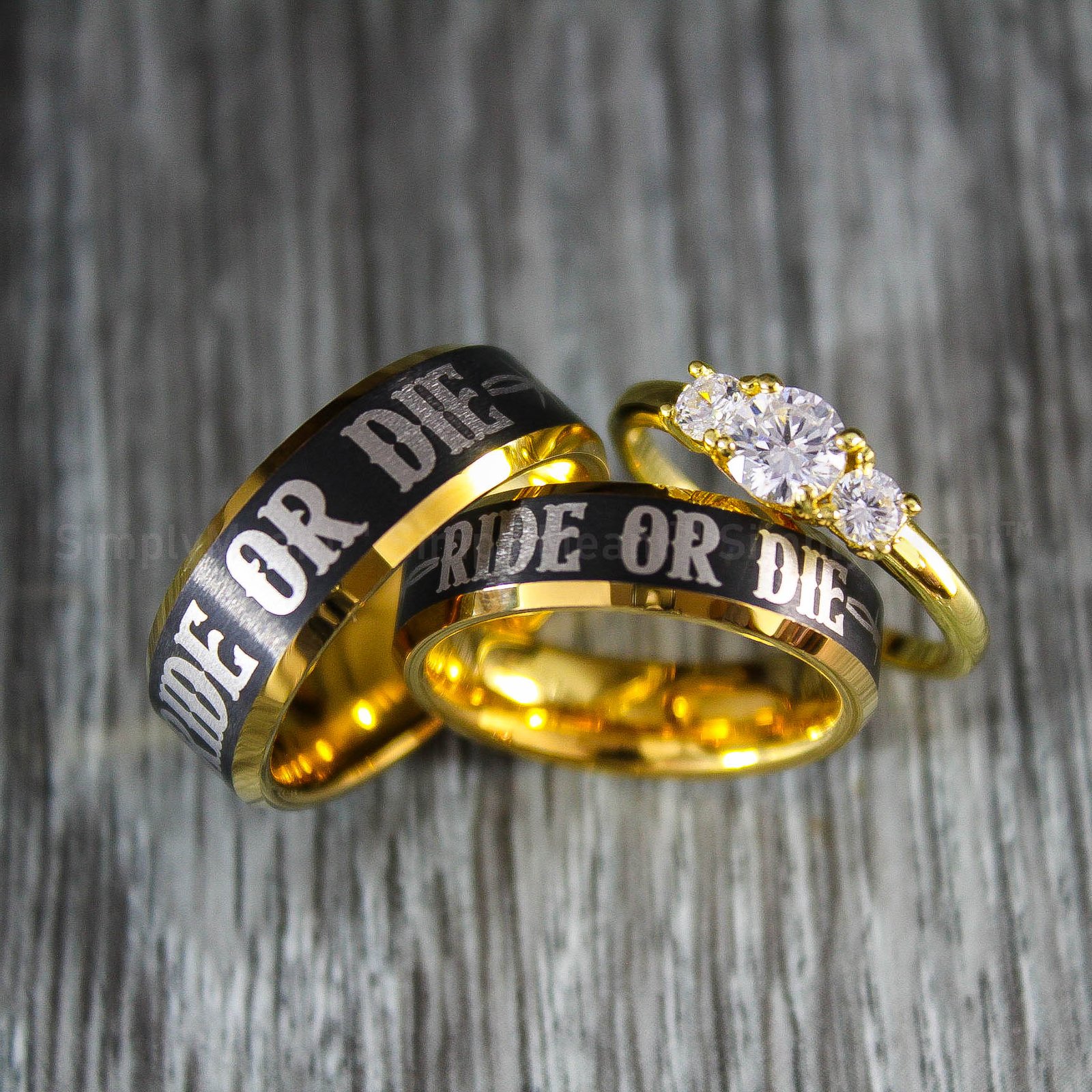 IMG_1862 Ride or Die Rings, Black Wedding Bands, Couple Ring Set, Matching Couple Rings - Image 1