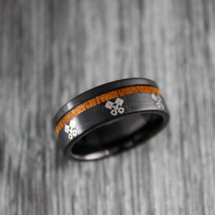 Mechanic Ring, Pistons Ring, Engine Ring, Mechanic Wedding Ring, Wood Wedding Band