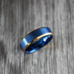Blue Wedding Band, Blue Wedding Ring, Blue Tungsten Wedding Band
