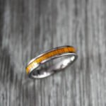 Wood Ring, Wood Wedding Band, 4mm Silver Tungsten Wedding Band, Wood Wedding Ring