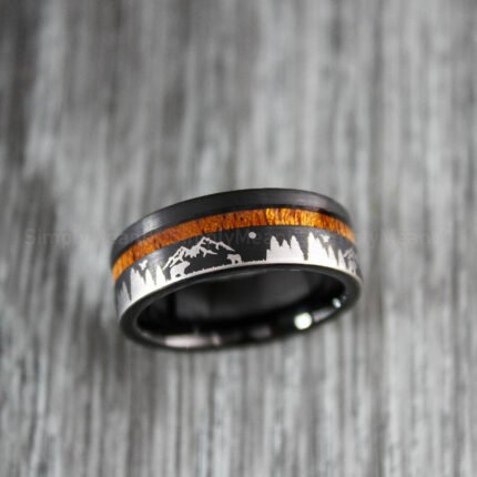 Wolf Ring, Mountain Scape Ring, Bear Ring, Forest Ring, Hunting Jewelry