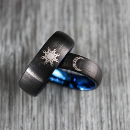 Sun and Moon Rings, Sun and Moon Wedding Bands, Sun and Moon Jewelry, Couple Rings