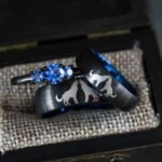 Wolves Rings, Howling Wolves Wedding Bands, Wolf Jewelry, Blue Wedding Bands