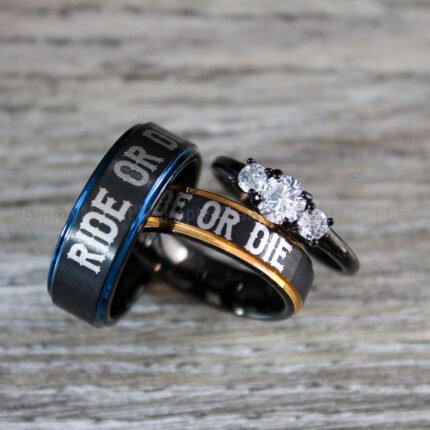 Ride or Die Rings, Ride or Die, Ride or Die Wedding Rings, Ride or Die Wedding Bands, Black Wedding Rings, Black Wedding Bands, Biker Rings