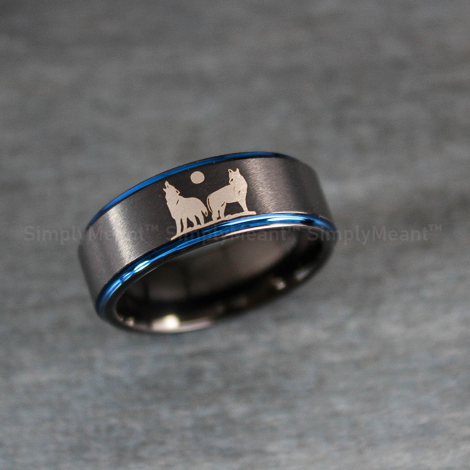 IMG_2047 Wolves Ring, Howling Wolves Wedding Band, Wolf Jewelry - Image 1