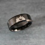 Moose Ring, Moose Tracks Ring, Moose Prints Ring, Hunting Ring, Moose Jewelry, Black Wedding Ring, Hunting Wedding Band, Hunting Jewelry