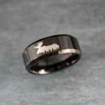 Moose Ring, Moose Tracks Ring, Moose Prints Ring, Hunting Ring, Moose Jewelry, Black Wedding Ring, Hunting Wedding Band, Hunting Jewelry
