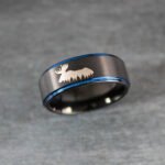 Moose Ring, Moose Tracks Ring, Moose Prints Ring, Hunting Ring, Moose Jewelry, Black Wedding Ring, Hunting Wedding Band, Hunting Jewelry