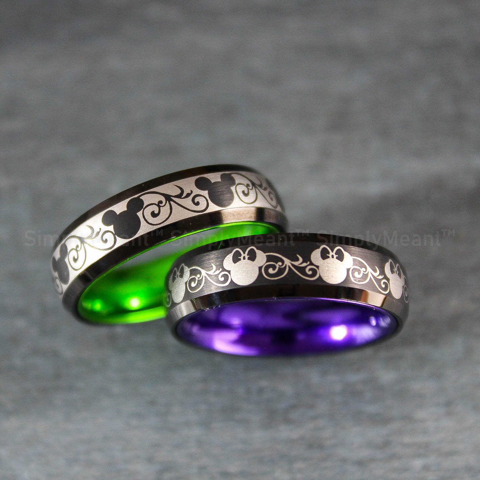 IMG_2065 Mickey Mouse Rings, Mickey Mouse Wedding Bands, Matching Couple Rings - Image 1