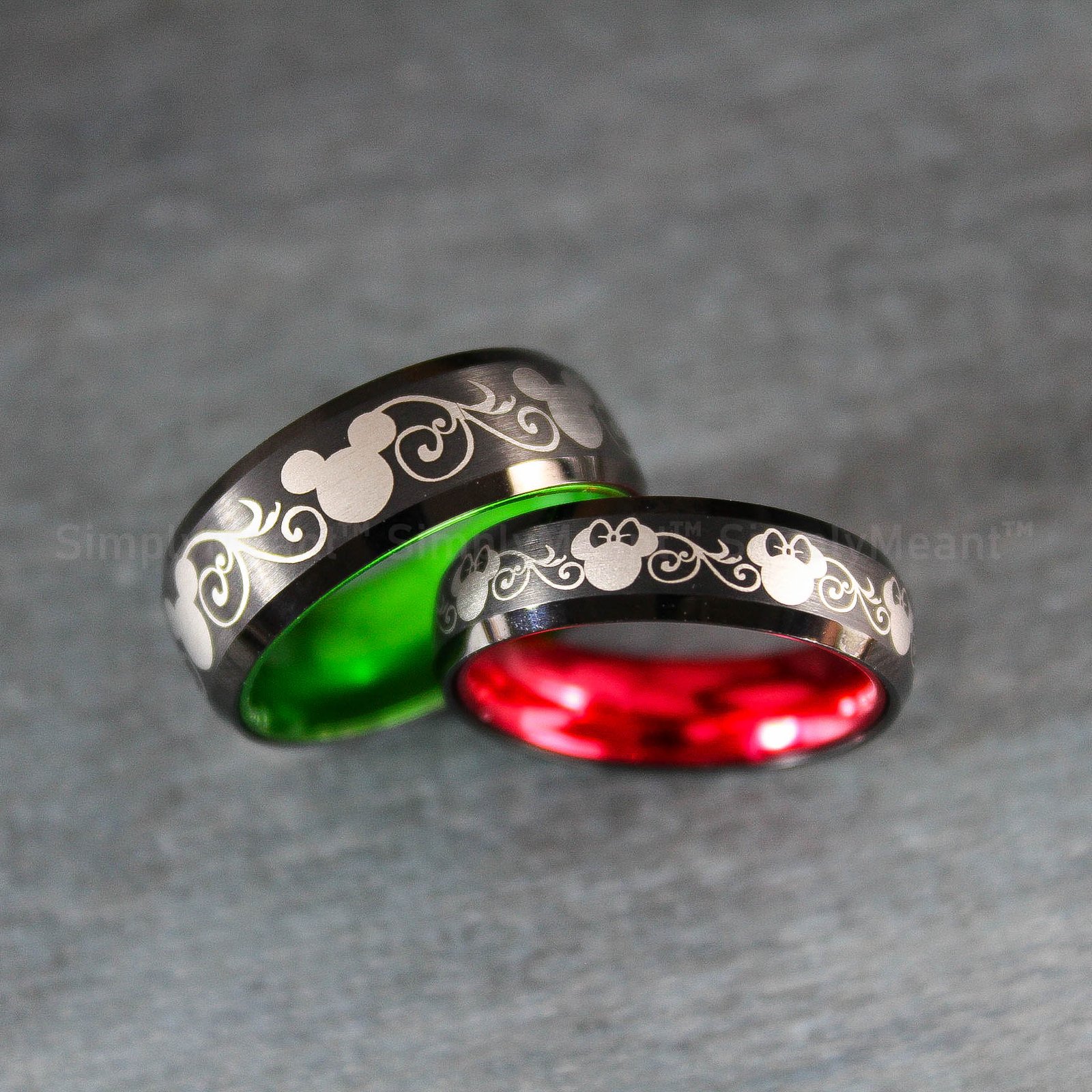 IMG_2083 Mickey Mouse Rings, Mickey Mouse Wedding Bands, Matching Couple Rings - Image 1