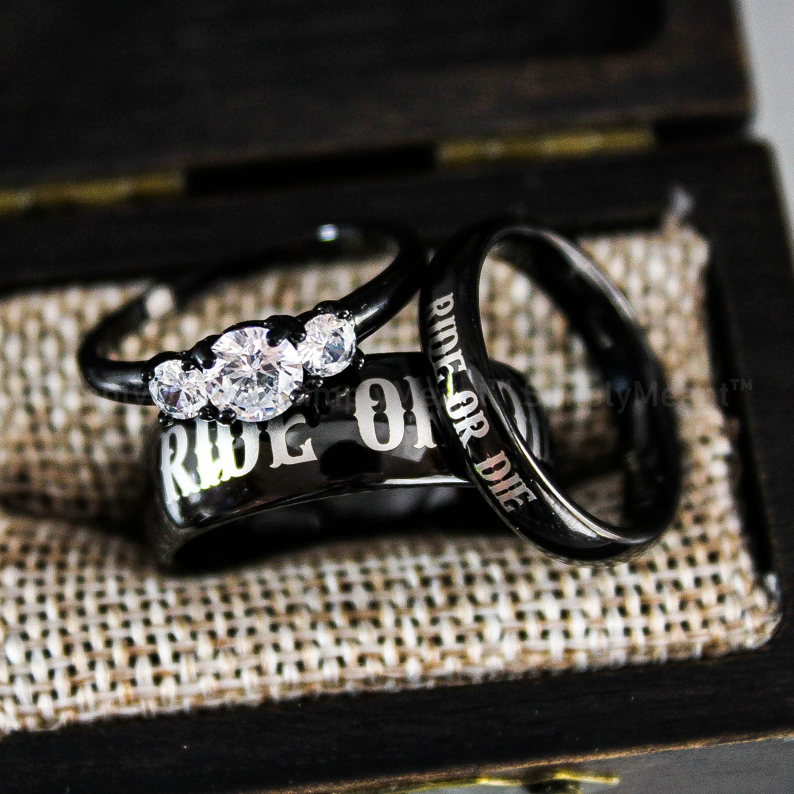 IMG_2094 Ride or Die Rings, Ride or Die, Ride or Die Wedding Rings, Ride or Die Wedding Bands, Black Wedding Rings, Black Wedding Bands, Biker Rings - Image 1