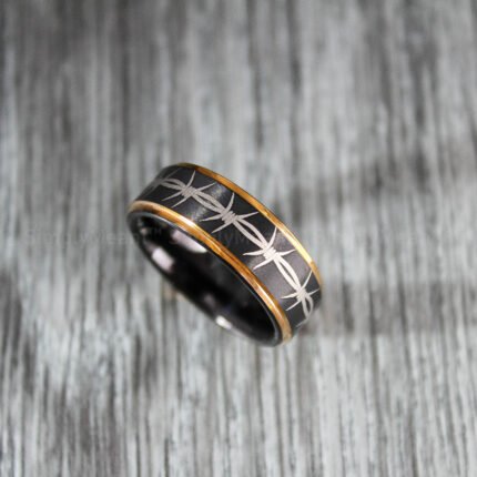 Barbed Wire Ring, Black Wedding Band, Barbed Wire Wedding Band, Biker Ring