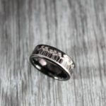 Palm Trees Ring, Beach Ring, Beach Life Jewelry, 8mm Black Tungsten Band with Flat Edge Palm Tree Scene Design, Beach Jewelry Palm Tree Ring