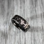 Bow Hunting Ring, Bowhunting Jewelry, Archery Ring, Black Bow Hunting Ring, Black Tungsten Band