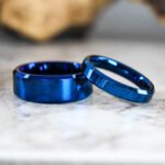 Blue Wedding Bands, Matching Couple Rings, Blue Wedding Rings, Blue Tungsten Rings, Blue Rings