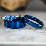 Blue Wedding Bands, Matching Couple Rings, Blue Wedding Rings, Blue Tungsten Rings, Blue Rings