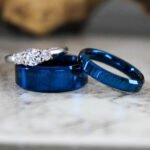 Blue Wedding Bands, Matching Couple Rings, Blue Wedding Rings, Blue Tungsten Rings, Blue Rings