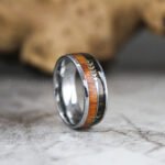 Wood Ring, Wood Wedding Band, Silver Tungsten Wedding Band, Wood Wedding Ring