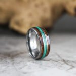 Wood Ring, Wood Wedding Band, Silver Tungsten Wedding Band, Wood Wedding Ring
