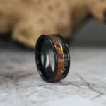 Wood Ring, Wood Wedding Band, Black Tungsten Wedding Band, Wood Wedding Ring