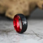 USSR Ring, Communist Ring, CCCP Ring, 8mm Gunmetal Tungsten Band Domed Edge Soviet Union Cold War Flag The Hammer and Sickle CCCP Red Communist