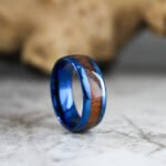 Wood Rings, Wood Wedding Bands, Blue Tungsten Wedding Bands, Wood Wedding Rings - Image 3