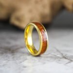 Wood Rings, Wood Wedding Bands, Yellow Gold Tungsten Wedding Bands, Wood Wedding Rings - Image 3