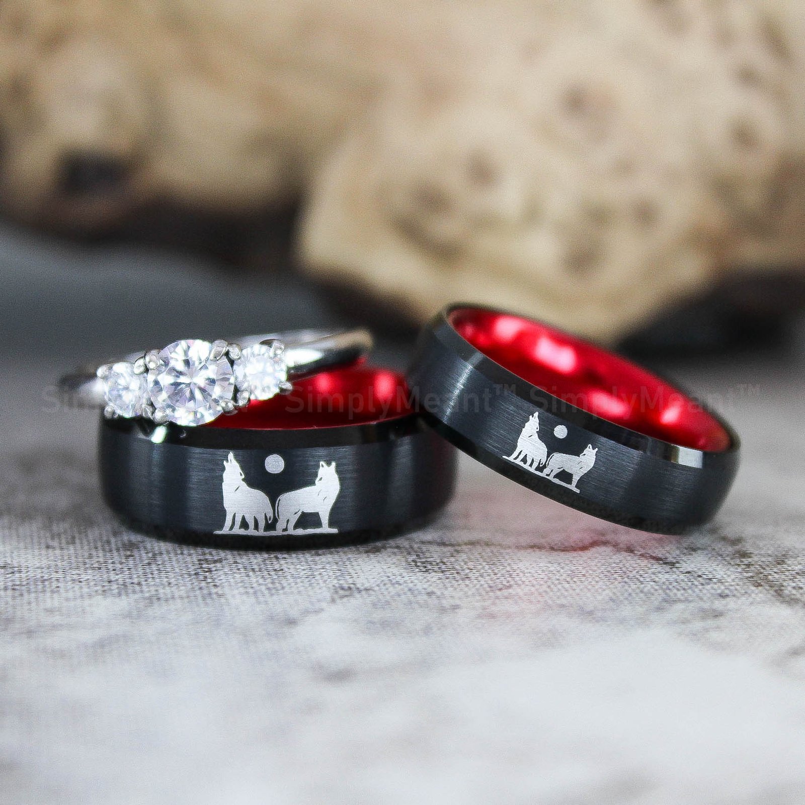IMG_2345 Wolves Rings, Howling Wolves Wedding Bands, Wolf Jewelry - Image 1