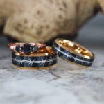 Rose Gold Rings, Barbed Wire Rings, Black Wedding Bands, Couple Ring Set, Matching Couple Rings