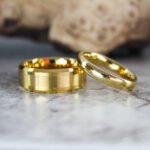 Yellow Gold Wedding Bands, Matching Couple Rings, Yellow Gold Wedding Rings, Gold Tungsten Rings, Gold Rings - Image 3