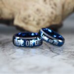 Ride or Die Rings, Blue Wedding Bands, Couple Ring Set, Matching Couple Rings - Image 3