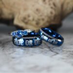 Ride or Die Rings, Blue Wedding Bands, Couple Ring Set, Matching Couple Rings