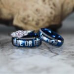 Ride or Die Rings, Blue Wedding Bands, Couple Ring Set, Matching Couple Rings